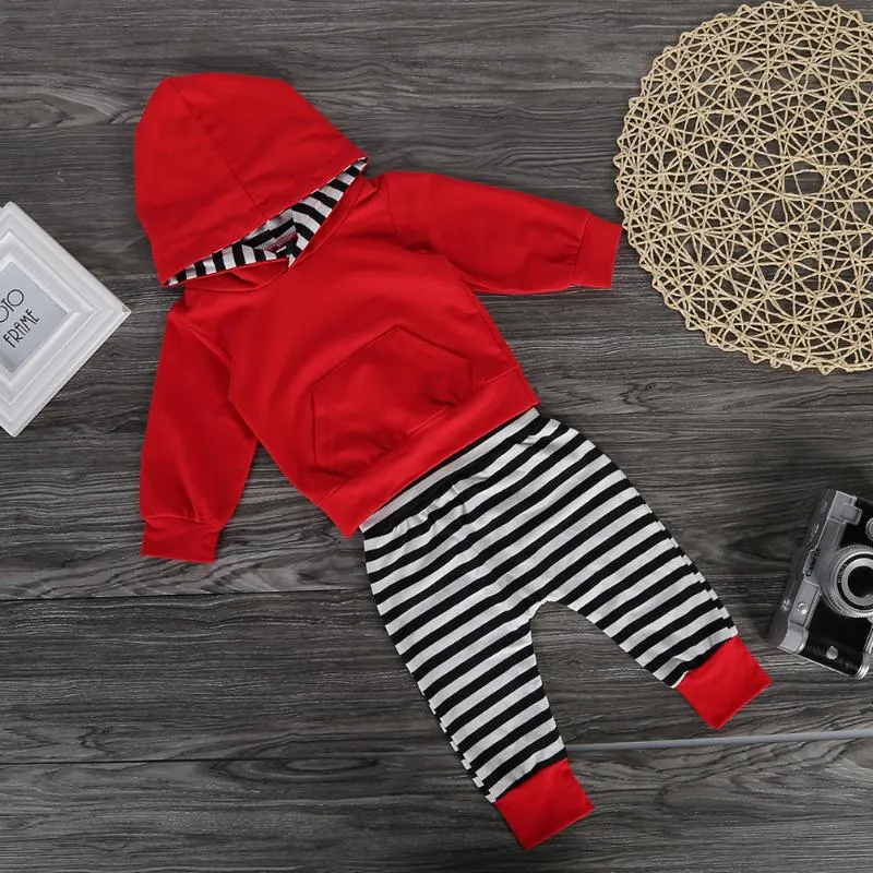 Red Hoodie Striped Pants