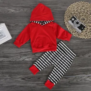 Red Hoodie Striped Pants