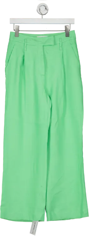 REISS Green Gracey Wide Leg Tailored Trousers UK 8