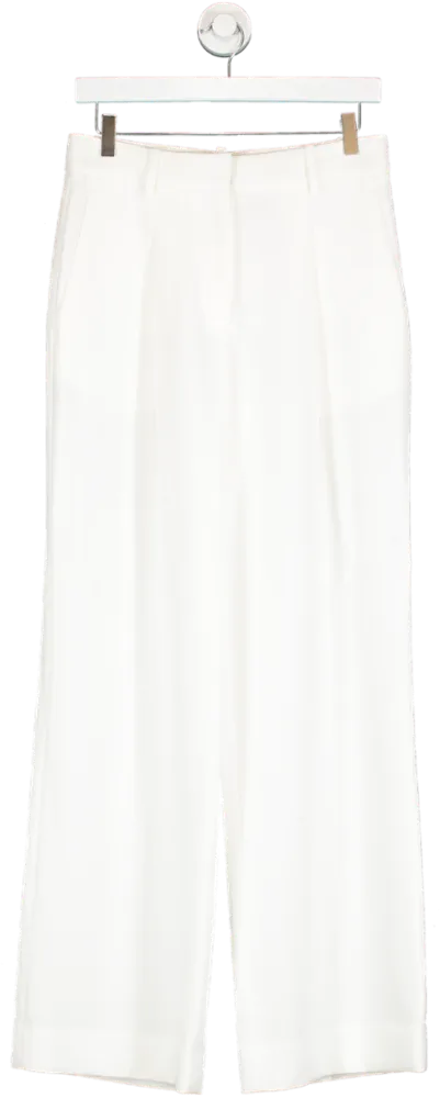 REISS White Mid Rise Wide Leg Trousers UK 10