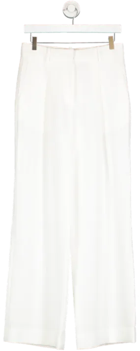 REISS White Mid Rise Wide Leg Trousers UK 10