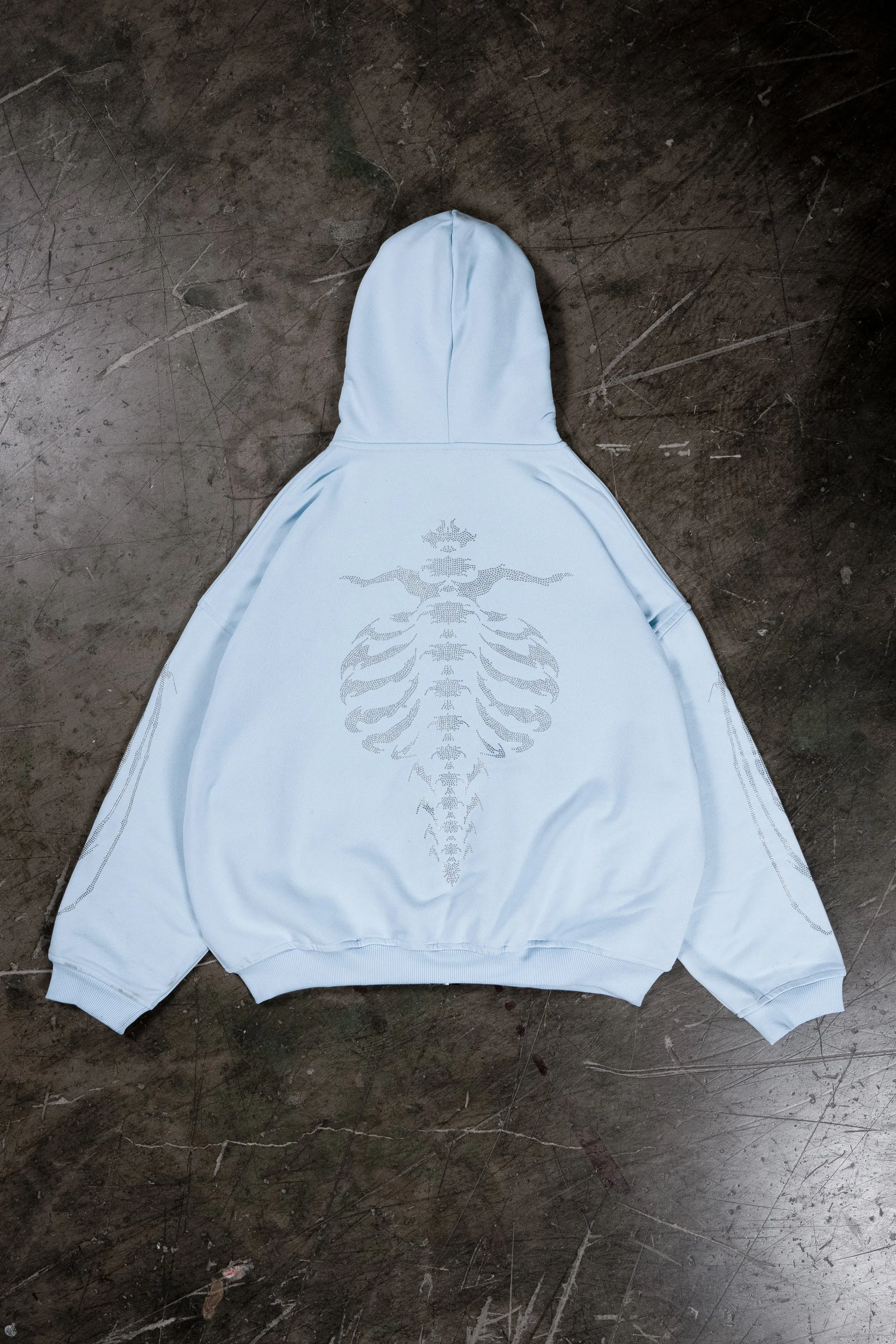 RIBCAGE RHINESTONE ICE WATER FRONTZIP