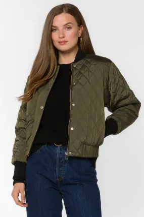 Sakura Army Green Bomber Jacket