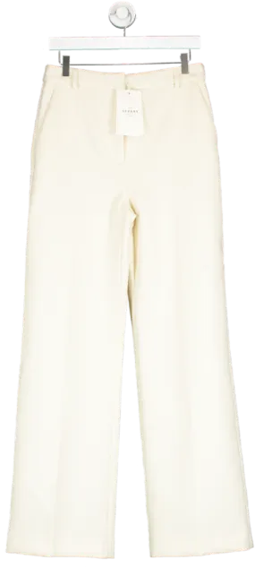 Sezane Cream Matheo Wool Blends Trousers  Ecru UK 10