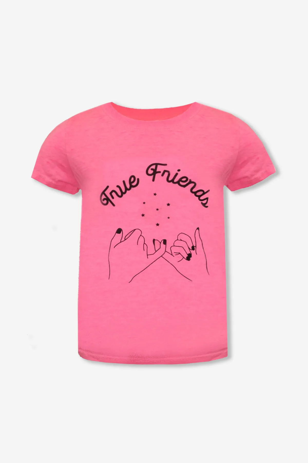 Short Sleeve Burnout Graphic Tee - Neon Pink “True Friends”