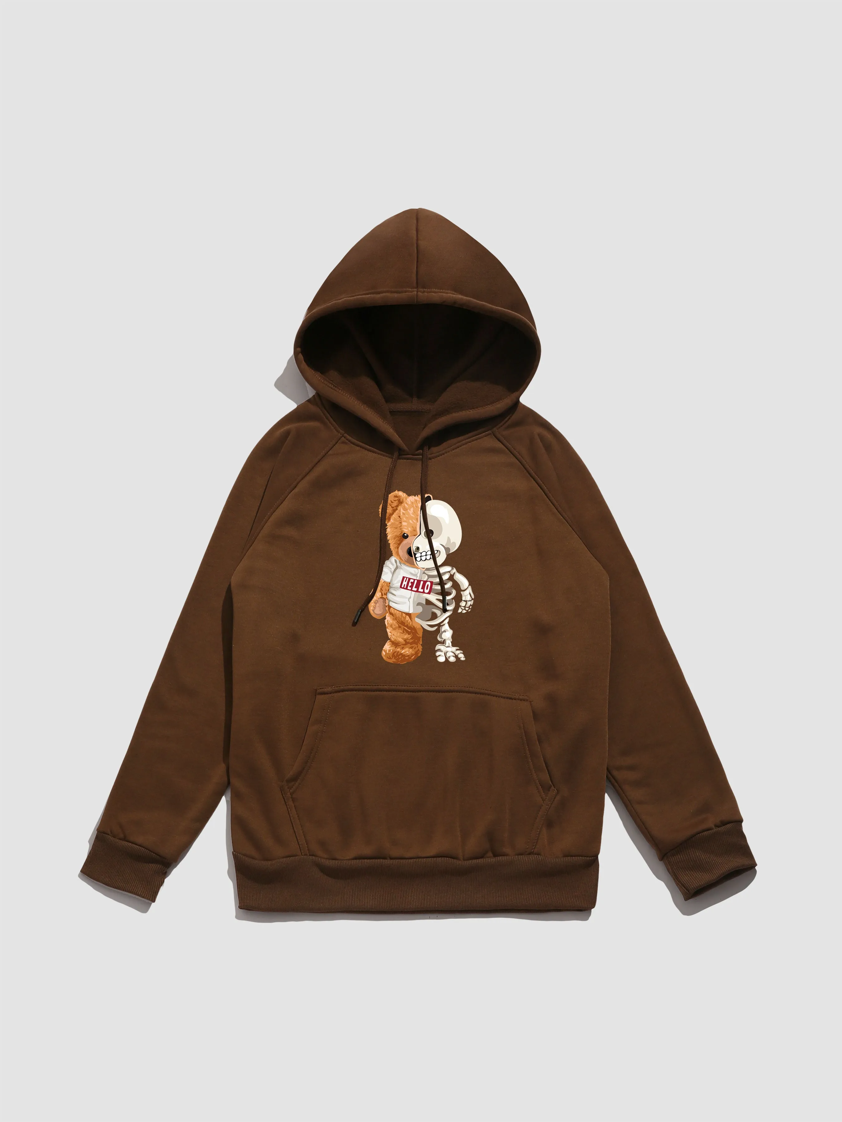 Skeleton Bear Print Hoodie