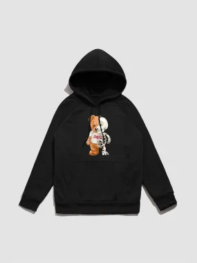 Skeleton Bear Print Hoodie