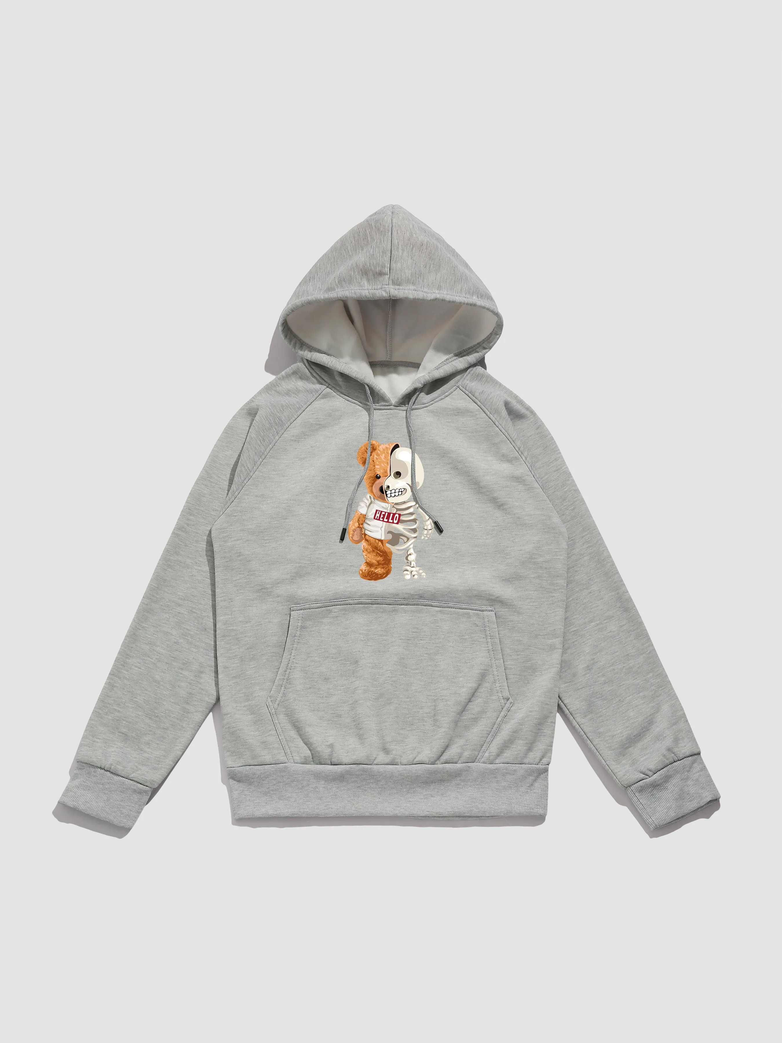 Skeleton Bear Print Hoodie