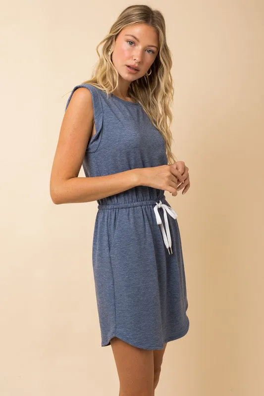 SLEEVELESS DRAWSTRING MINI DRESS