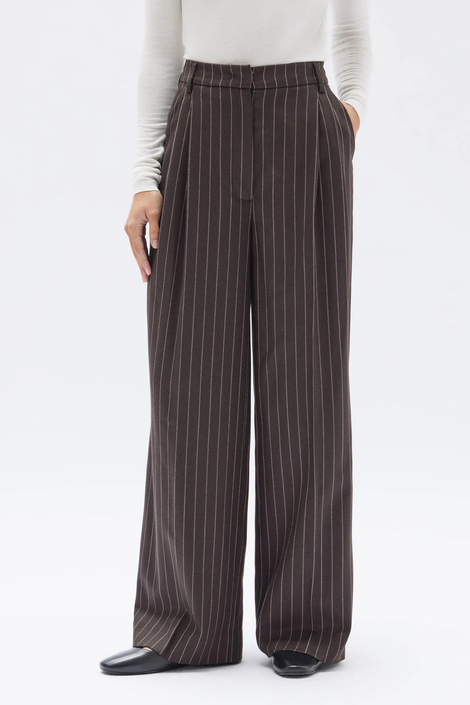 Sofia Wool Pinstripe Pant