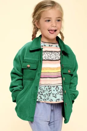 Solid Soft Lightweight Terry Fur Jacket- Girls