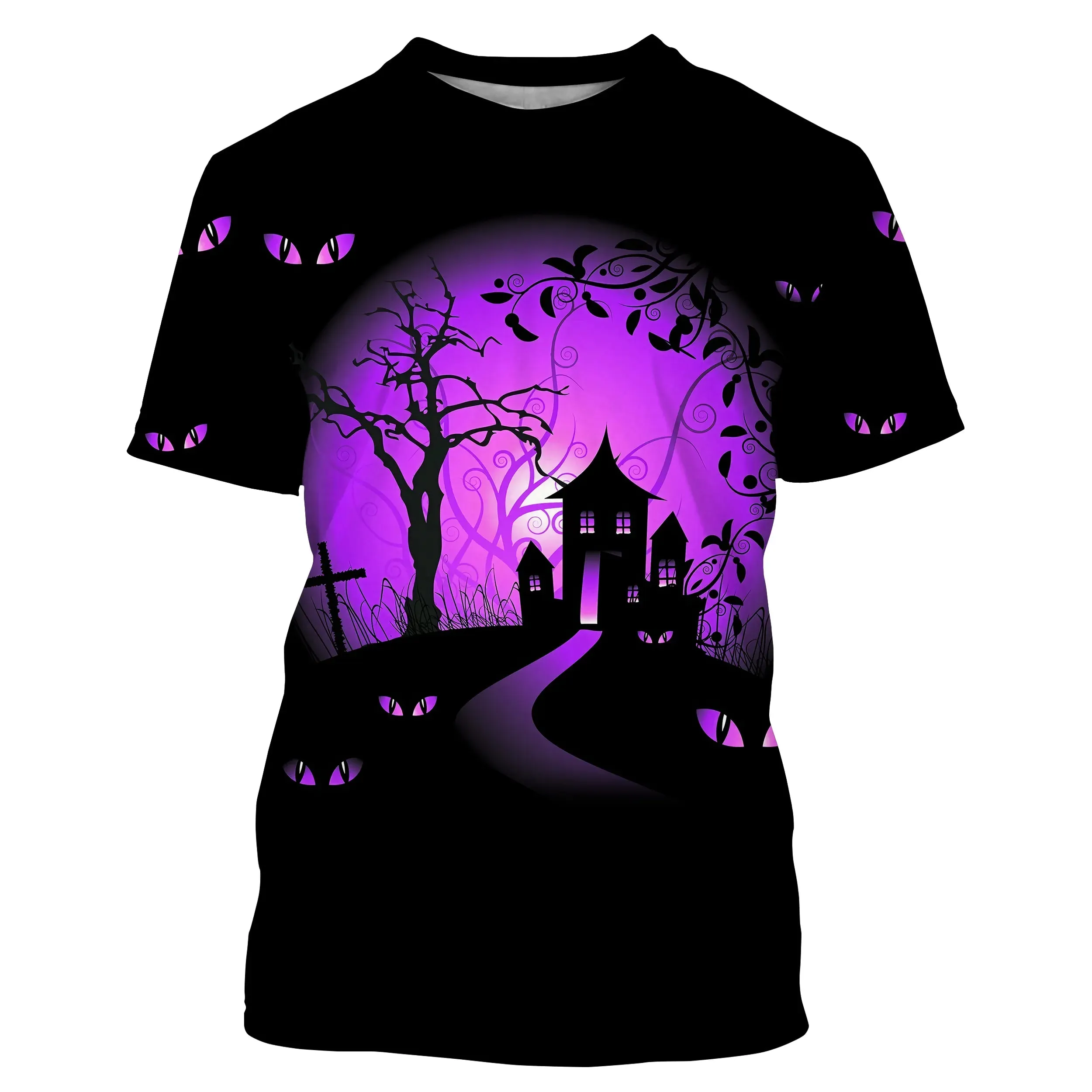 T-shirt Homme Femme Halloween - Yeux De Chat - CT26082229