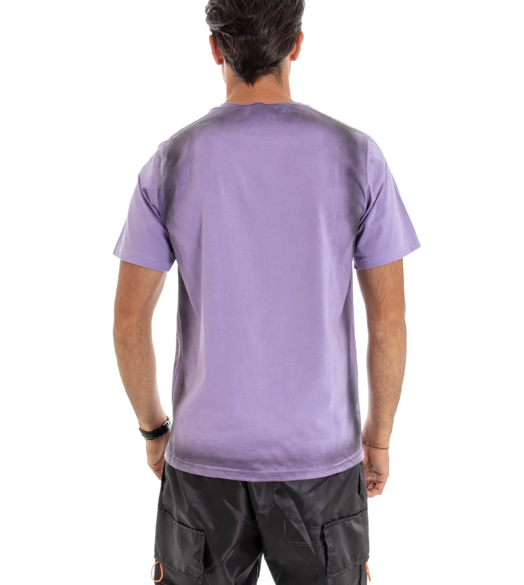 T-shirt Uomo Maglia Maniche Corte Cotone Girocollo Casual Croce Viola GIOSAL