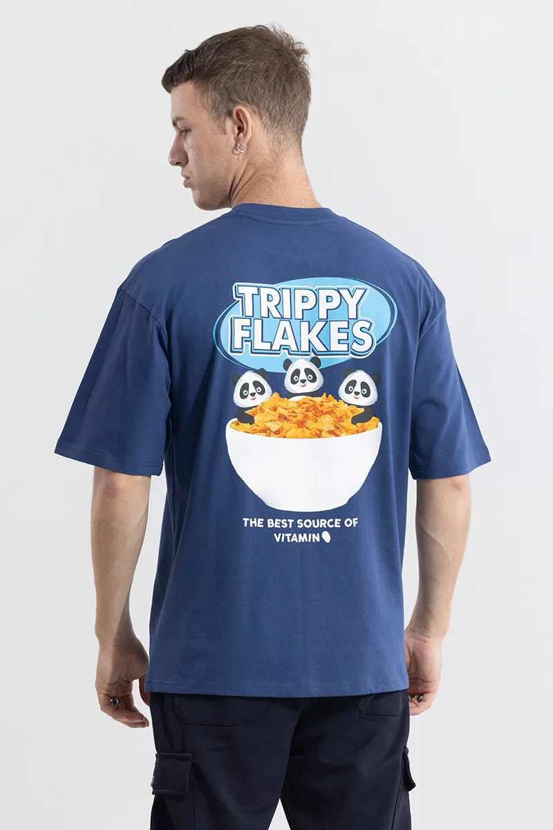 Trippy Flakes Blue Oversized T-Shirt