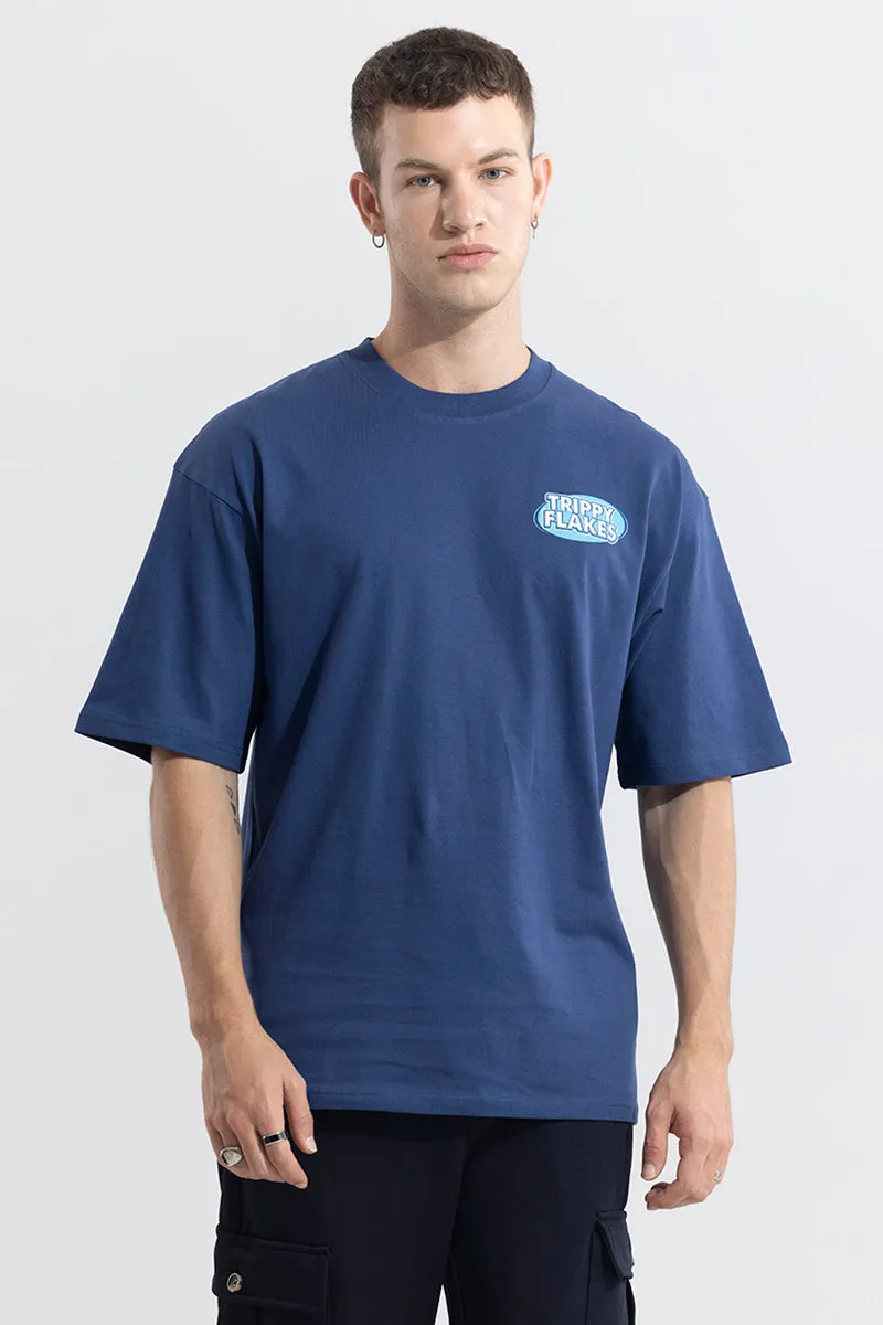 Trippy Flakes Blue Oversized T-Shirt