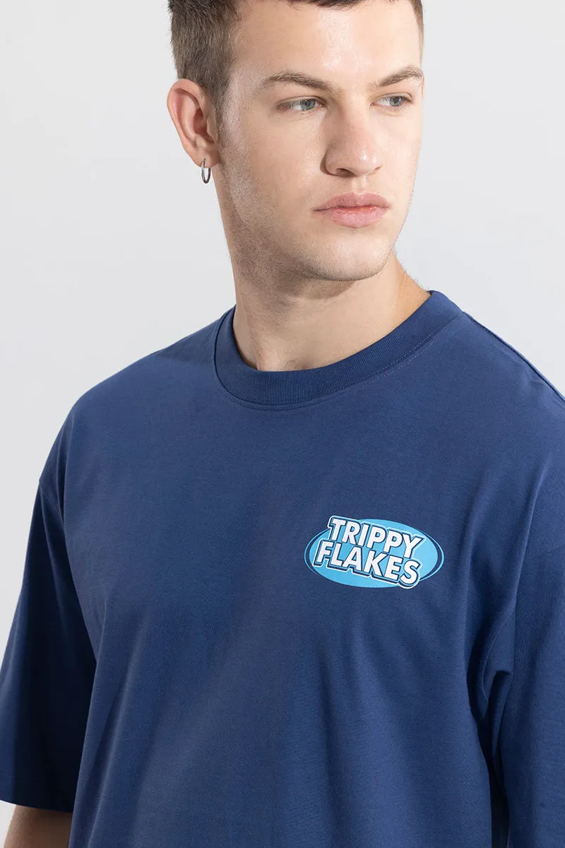 Trippy Flakes Blue Oversized T-Shirt