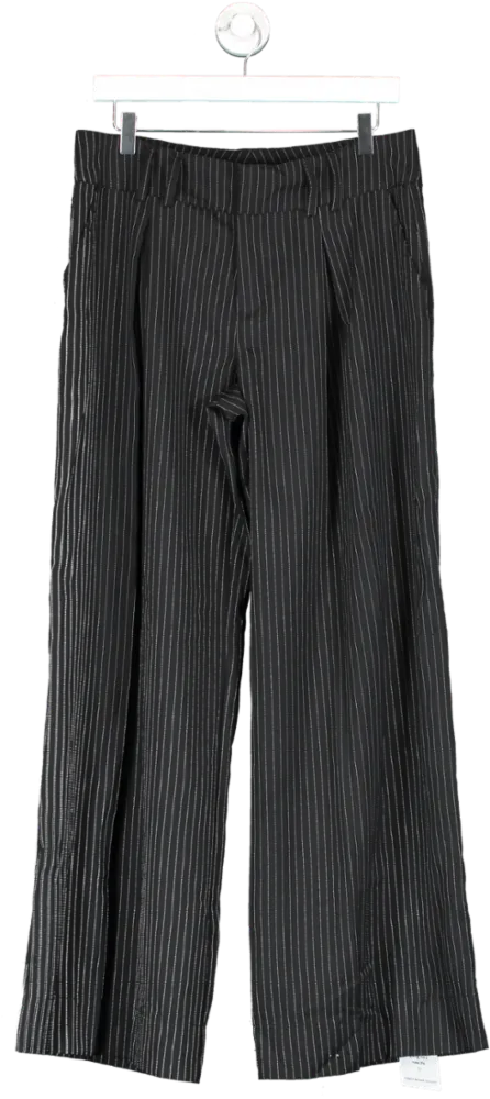 Urban Outfitters Black Archive Pinstripe Wide Leg Trousers UK M