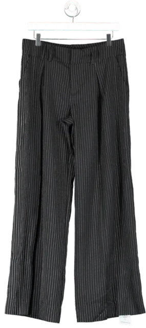 Urban Outfitters Black Archive Pinstripe Wide Leg Trousers UK M