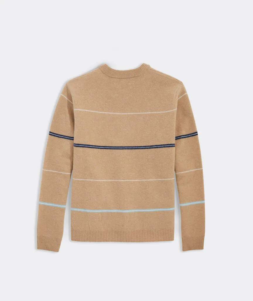 Vineyard Vines Men's Wool Striped Crewneck Sweater - Camel Heather