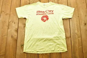 Vintage 1970's Sun City Jogging Club T-Shirt , Single Stitch , Made In USA , Graphic , 80s , 90s / Streetwear / Retro Style