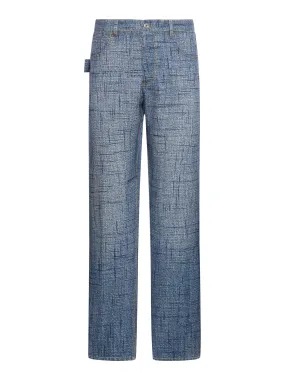 Viscose trousers with denim texture