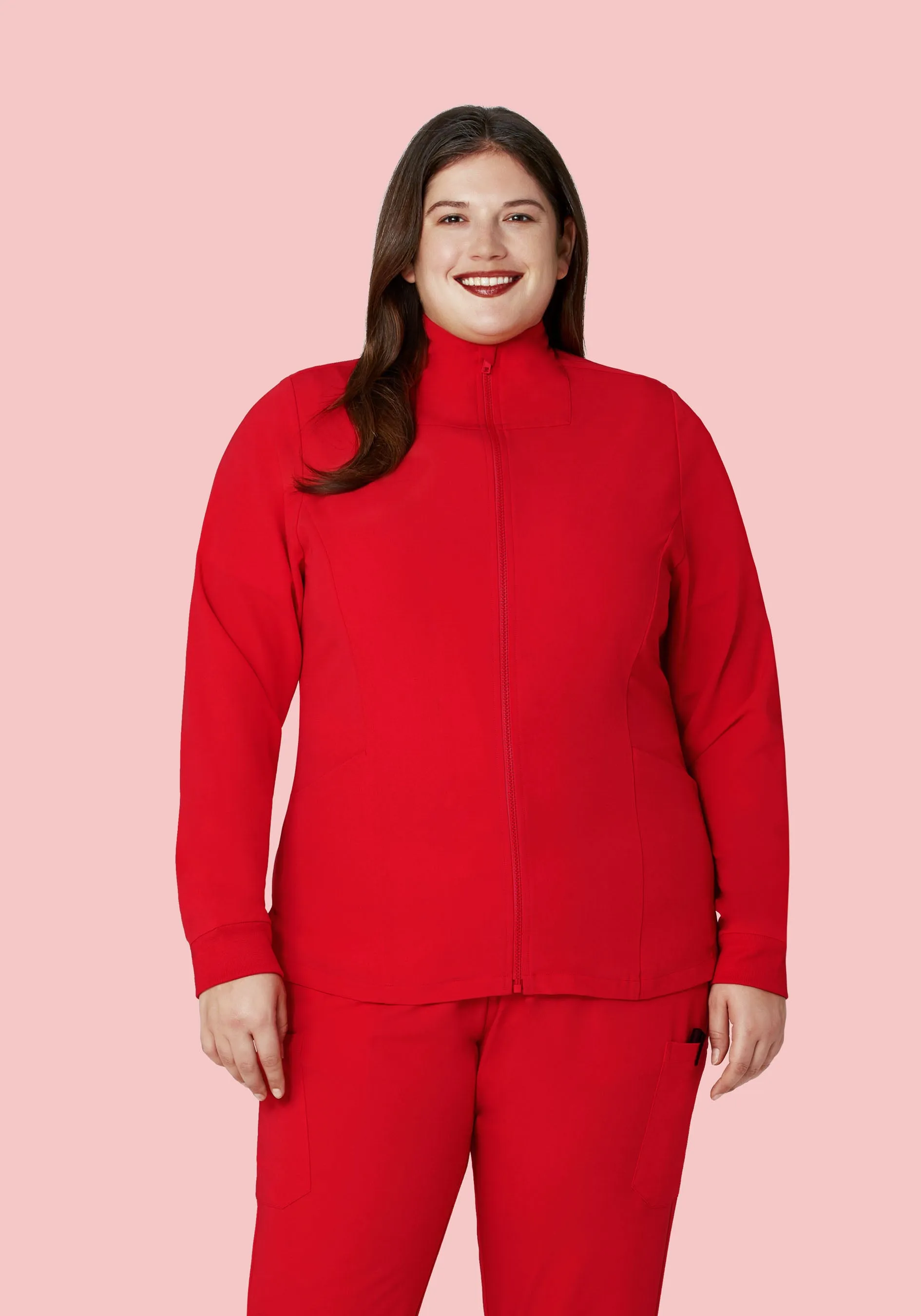 Women's Modern Scrub Jacket Candy Red