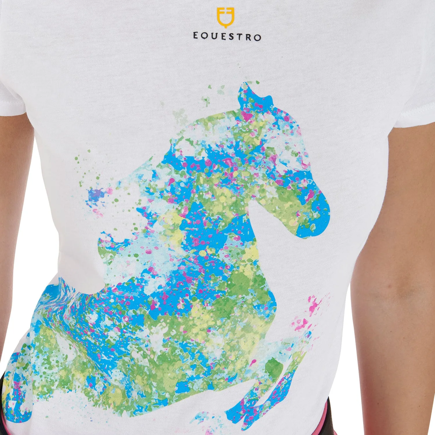 Women's Slim Fit T-Shirt with Abstract Horse Print