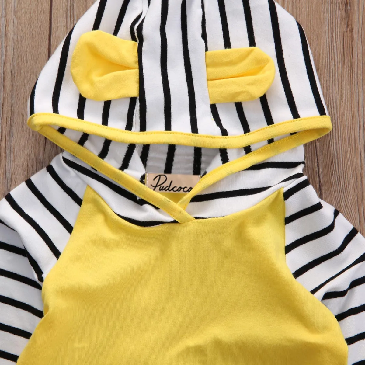 Yellow Striped Animal Hoodie Outfit